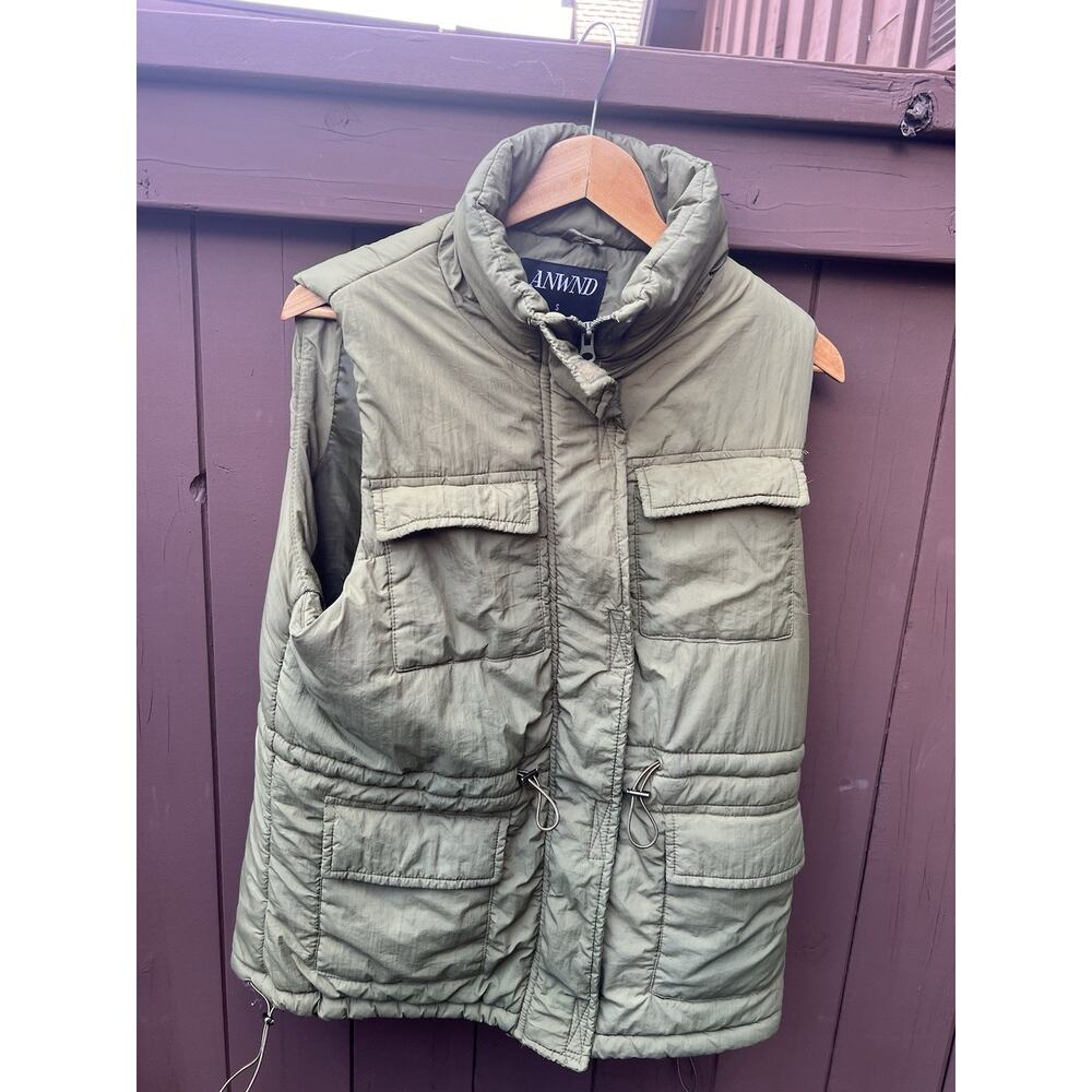 DKNY Active Hooded Vest Women Size Smalk in Full-Zip Washed Olive Green - Picture 2 of 9